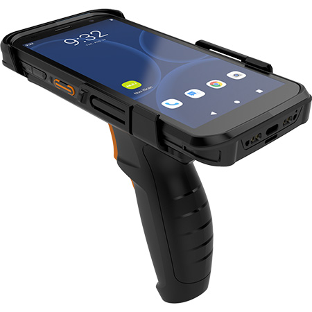 NUU handheld barcode nfc scanner screen view and gun attachment