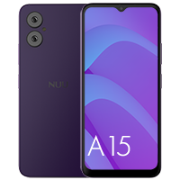 A15 android smartphone purple front and back