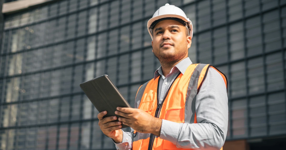 Civil engineer using a tablet